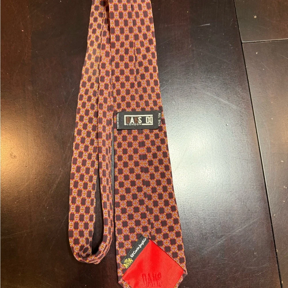 Daks London‎ Red and Black Patterned Men's Tie 60” long Silk